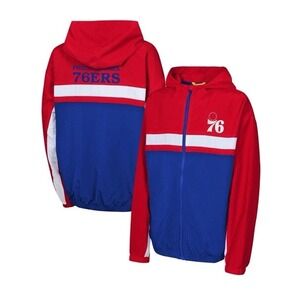 Kids Philadelphia 76ers Headliner Windbreaker Full-Zip Hoodie Jacket Large Youth